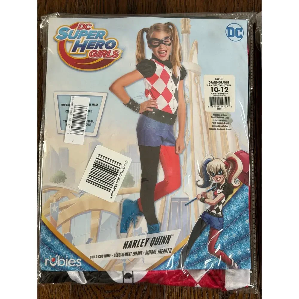 NEW! DC Comics Harley Quinn Halloween Fancy-Dress Costume for Child, Big Girls M